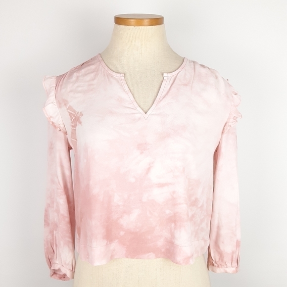 NWT Madewell Tie Dye Ruffle Shoulder Top XXS - Picture 3 of 12